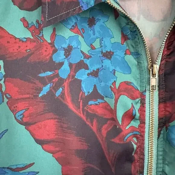 Urban Outfitters Windbreaker Jacket Womens SMALL Retro Cropped Full Zip Floral - Picture 5 of 13
